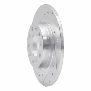 Dodge DART Brake Rotor (1) - Rear Left - R1 Concepts - Drilled & Slotted - Silver - `13-`16